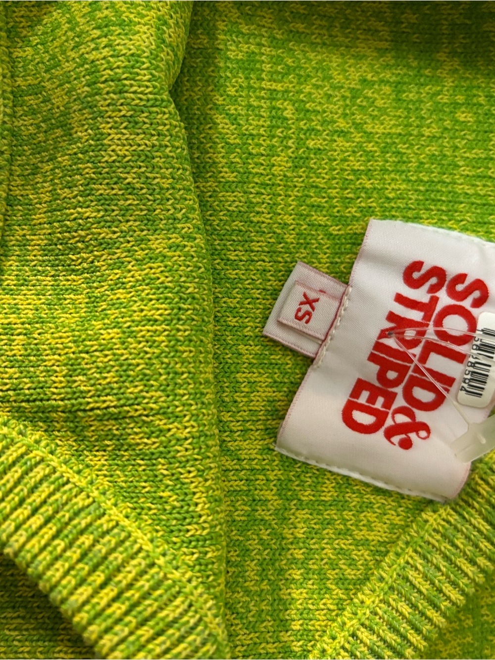SOLID & STRIPED One-Shoulder Knit Dress in Lime and Yellow - Picture 2 of 4